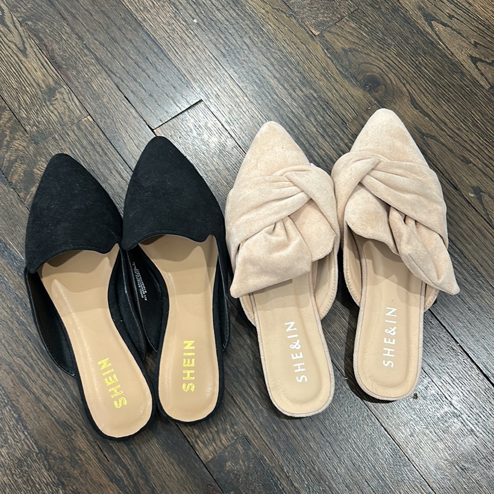 2 pairs of women’s mule flats